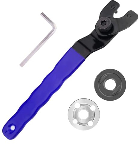 Wjelet Angle Grinder Adjustable Spanner, with Hexagon Socket and Special Pressure Plate Accessories,8-48mm, Non-Slip Grip,Applied to 4''5''6''7''9'' Angle Grinder Polisher (Blue Black)