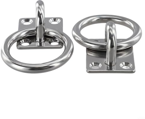 M8 Spannanker 304 Edelstahl 2 Stück mit Ösenplatten, Ringen und Schrauben für Marine und Außenbereich