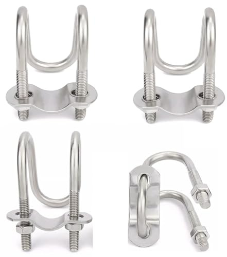 4 pernos en forma de U M6 M8, abrazadera de tubo transversal de acero inoxidable 304 con doble U for montaje en pasamanos(M8*25 * 57)