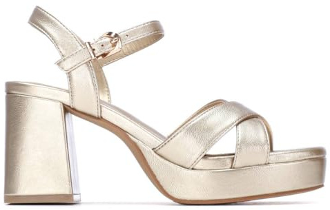 XTI - Sandalia Mujer Oro - Calzado Cómodo y Versátil - Moda casual - Modelo 14528806 (Talla 41)