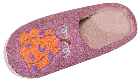 Chaussures d'intérieur fantômes en peluche pour femme - Bout fermé - Pantoufles moelleuses en mousse à mémoire de forme - Confortables - Antidérapantes - Doux et décontractés - Pour l'hiver, violet