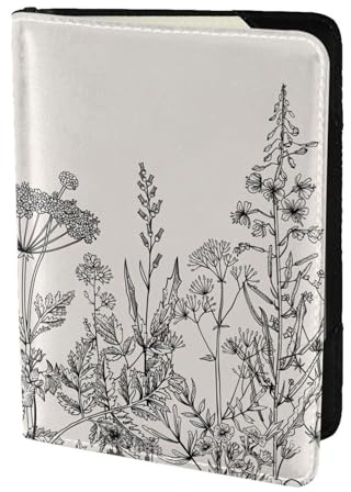 Reisepasshülle mit botanischer Gravur von Floral Herbs, Reiseutensilien, Karte und Reisepass, Anti-Diebstahl-Brieftasche, Größe passend für alle gängigen Reisepässe