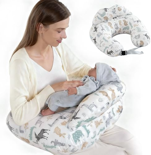 RNPKZ Nursing Pillow for Breastfeeding Baby, Maternity Breastfeeding Pillow, Multifunctional Breast Feeding Pillow with Adjustable Waist Strap, Making Breastfeeding Easy and Comfort for Mom & Baby (B)