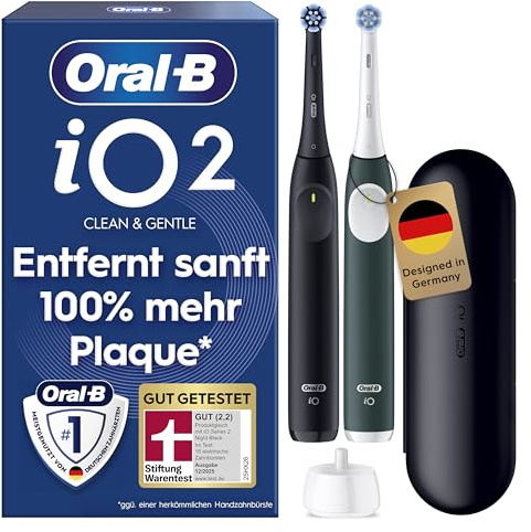 Oral-B Cepillo de dientes eléctrico iO Series 2, paquete doble, cepillo eléctrico, incluye 2 cabezales de cepillo, 3 modos de cepillado para el cuidado dental, bien probado (2,2) de Stiftung