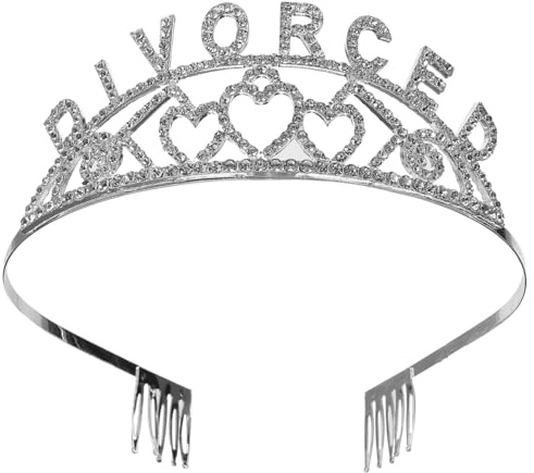 HOMSFOU Divorce Party Crown Headband: Silver Alloy Headpiece with Crystal Rhinestones for Women - Elegant Crown Hairband for Party, Costume & Cosplay