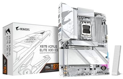 GIGABYTE X870 AORUS Elite X3D ICE AMD AM5 ATX Motherboard, Support AMD Ryzen 9000/8000/7000 Series, DDR5, 16+2+2 Power Phase, 4X M.2, PCIe 5.0, USB4, WIFI7, PCIe-EZ Latch Plus, 5-Year Warranty