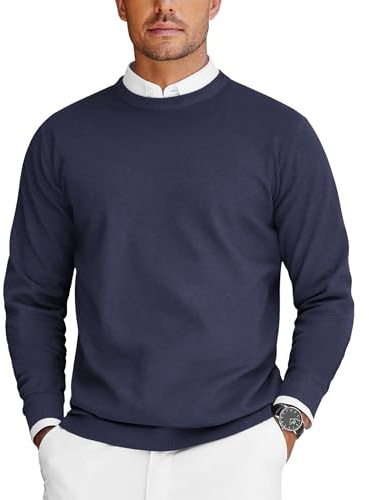COOFANDY Men's Jumper Knitted Formal Sweater Crew Neck Jumper | Plain Jumper for Business, Knitted Work Jumper, Round Neck Sweater, Smart Casual Jumpers, Lightweight Sweater