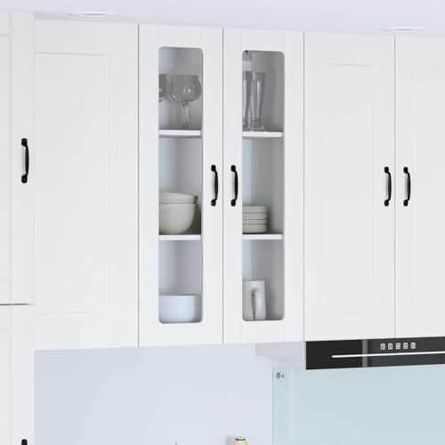 GeenYuu Köksväggskåp, Lucca vitt trämaterial 60 x 31 x 100 cm med 2 gångjärnsdörrar inomhus, förvaringsskåp, hållbart, modern design, utrymmesbesparande