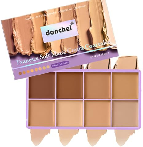 8 färger creme concealer foundation palett, naturlig matta långbärande kryddig vattentät bländbar full täckning kräm kontur highlighter färg korrigerande concealer foundation palett makeup