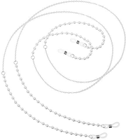 2 Stück Perle String Brillen Kette Sonnenbrille Halter Strap Brillen Brillen Halskette für Frauen Mädchen (Silber)