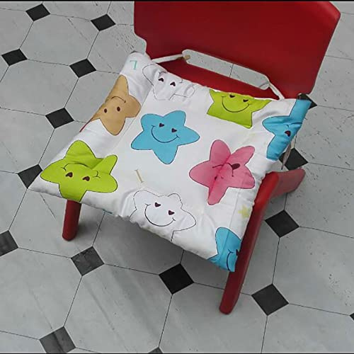 Cartoon Chair Cushion, Square Seat Back Pp Cotton Chair Cushions with Ties for Kids Children Boy Girl Stool Pad (26x26cm(10x10inch), L)