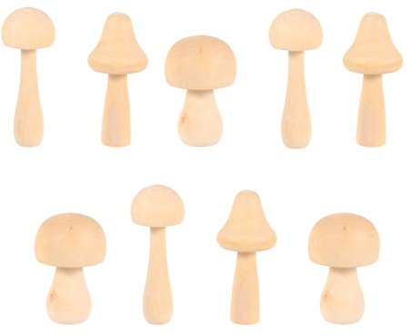 COHEALI Holzfiguren Kinder 9 Unbehandeltes Pilzdekor Naturholzpilze Verschiedene Größen Holzpilzfiguren Minipilze Unlackierter Holzpilz (9 5Cm/10Cm/8Cm) Keramik Figuren Zum Bemalen