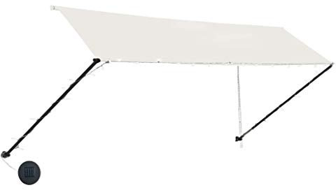 Tidyard Tenda da Sole Retrattile con LED, Tenda da Esterno Impermeabile, Protezione Solare, UV, Altezza Regolabile, 350x150 cm Crema