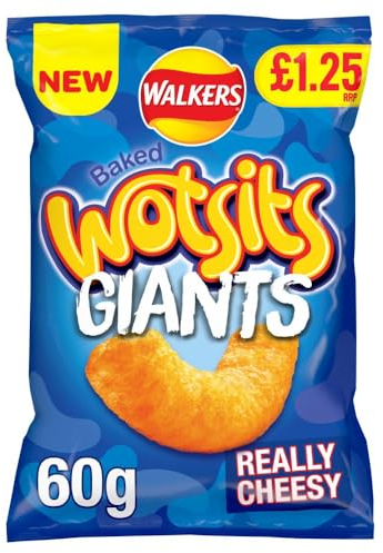 Walkers Wotsits Giants Really Cheesy Snacks Crisps RRP £1.25 PMP 18 Bags x 60g