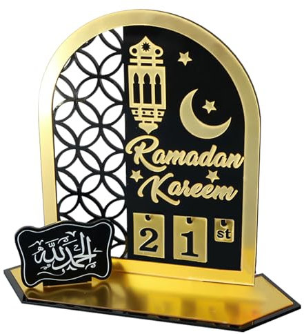 Ramadan Kalender 2024 - Eid Mubarak Advent Calendar Aus Acryl - 30 Tage Countdown Eid Mubarak Kalender - DIY Ramadan Kalender Eid-Schild Tischdekoration Für Zuhause (Schwarz)
