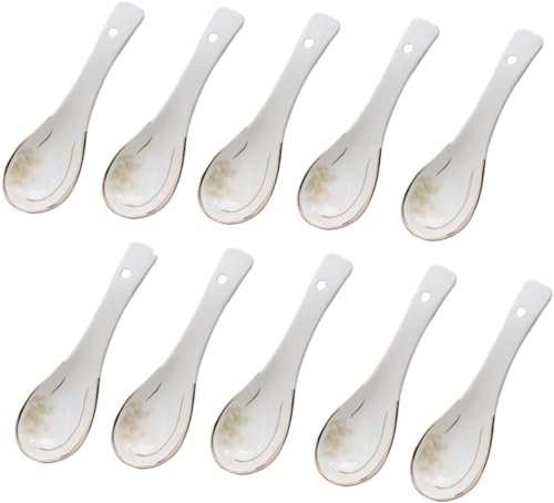 Soup Spoons Drinking Soup Spoon Household Cutlery Soup Spoons Household Chinese Ceramic Spoon New Bone China Drinking Soup Soup Spoon Practical Soup Spoon Spoon Spoon Eating Spoon Table Spoons 10 Pcs