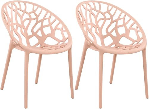 CLP 2er Set Gartenstühle Hope Kunststoff I Stapelstühle wetterfest und UV-beständig I Outdoorstühle pflegeleicht I Sessel für draußen, Farbe:rosa