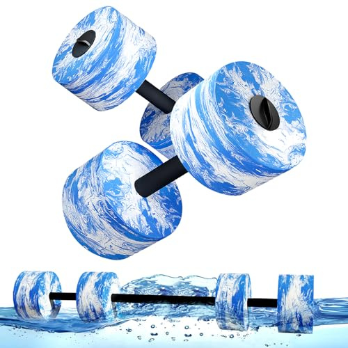 HAPBEAR 3-in-1 Aquatic Exercise Dumbbells, Adjustable Water Weights for Pool Exercise, High-Density EVA Foam Barbell for Water Aerobics Equipment, Physical Therapy & Joint-Friendly Strength Training