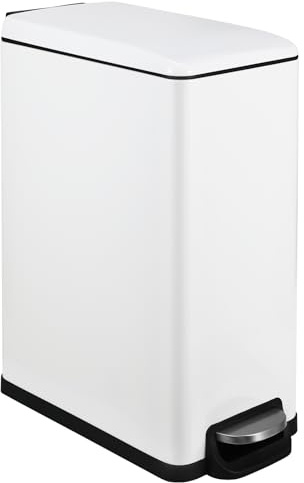Clevich 50L Slim Stainless Steel Pedal Bin with Lid, Large Kitchen Bin | Rubbish Bin, Foot Pedal Step Bin, Removable Inner Bucket, Space-Saving Design for Narrow Spaces, for Home, Office