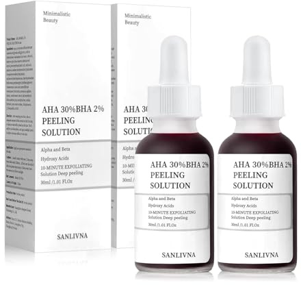AHA 30% + BHA 2% Peeling Solution,Peeling-Lösung AHA 30% + BHA 2% PeelingExfoliate Gesichtsserum, Gesichtspflege Serum für Porenreinigung, Sanftes, Feuchtigkeitsspendend（2 Flaschen）