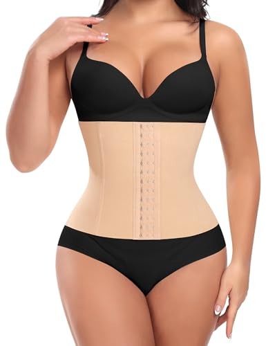 Werena Women Waist Trainer Corset Shapewear Cincher (24.5CM,Beige,S)