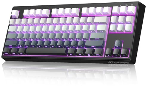 FREEWOLF M87V2 Wireless Keyboard, Tri Mode-BT/2.4G/Wired, Silent and smooth, 4000mAh, Side-printed Keycap, QWERTY US layout, Anti-ghosting, 16M RGB Gaming Keyboard for MAC/Win (Night)