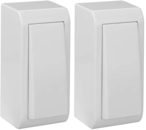 Conmutador estrecho de superficie, blanco, serie mural, ideal para controlar luces y dispositivos eléctricos en espacios reducidos. (Paquete de 2)