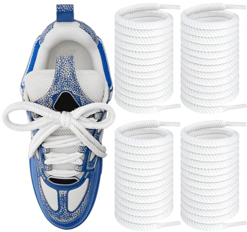 Endoto 4PCS Lacci per Louis Vuitton Skate Scarpe, 6,5MM Rotondi Stringhe Laces di Ricambio per LV Sneaker - Bianco, 54 Pollici