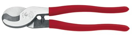 KLEIN TOOLS Cable Cutter, High Leverage Coaxial Cable Cutter For Aluminum, Copper, Communications Cable Red/Silver 63050