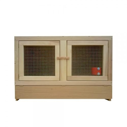 Kaninchenstall - Doppeltür - 100x80 cm – ohne Bodenrost – mit Stabiler Holzvorderfront – Kleintierstall aus OSB für überdachten Außenbereich – ideal für artgerechte Kaninchenhaltung – Made in Germany