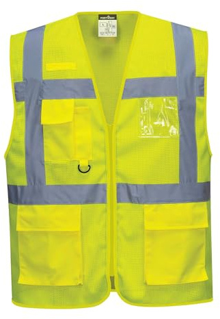 Portwest C376YERXXL Atens nät luftledande väst, 2 x laddare, gul