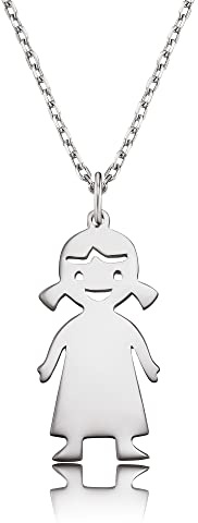 Engelsrufer Mein Mein Mädchen Kette mit Anhänger für Damen rhodiniertes 925er-Sterlingsilber Größe 22 mm Länge 42 + 3 + 5 cm
