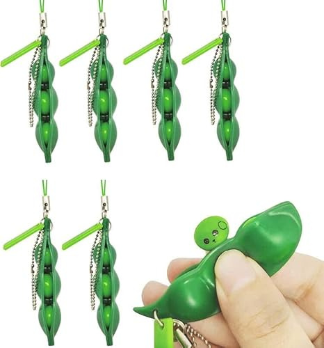 Xrten Lot de 7 Porte-clés Mignons en Forme de Haricot de soja - Soulage Le Stress et réduit l'anxiété