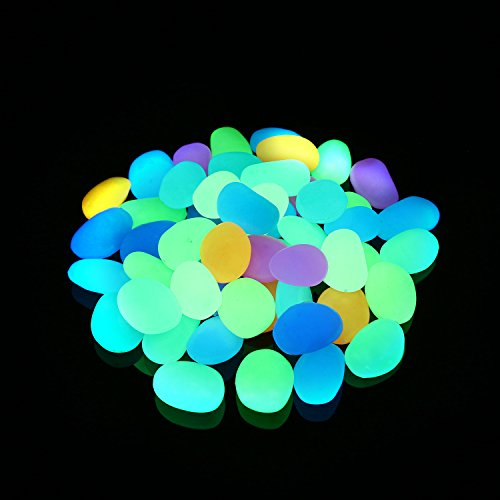 Shiny Stone Glow in the Dark Pebbles,Decorative Glow Stones,Fish Tank Aquarium Gravel,Glow Pebbles for DIY Garden Gifts Decoration(Big Size, 3-4cm, 400g/14.1oz) (Multicolor)