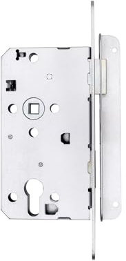 Vachette Einsteckschloss Elsass rechts mit Zylinderdurchlass – 67588/SC-D – Achse 55 mm, Abstand 72 mm, Vierkant 8 mm, grau