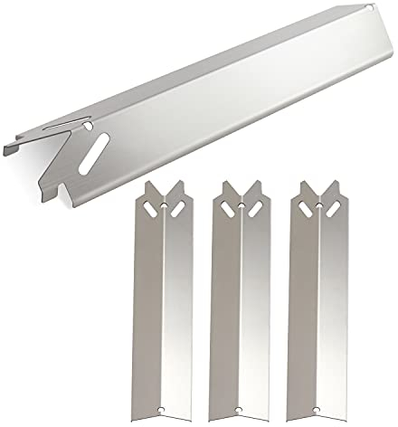 Zemibi Edelstahl-Grill-Heizplatte, 37,8 cm, Ersatzteil für Brinkmann 810-4221-S 810-6420-S Modelle, Flavorizer Bars FlammenTamer Brenner Abdeckung Reparatur-Set, 4 Stück, Silber