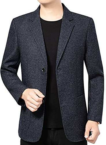 YOUTHUP Blazer Homme à Carreaux Slim Fit 2 Boutons Blazer Vintage Veste de Costume Homme Casual, Gris Noir, M