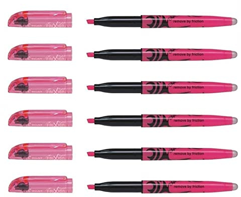 Pilot FriXion Light Textmarker, radierbar, abgeschrägte Spitze, 3,60 mm, Rosa, 6 Stück