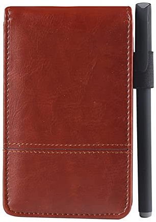 SagaSave Mini-Notizbuch mit Taschenrechner, Leder-Journal, kleines Notizbuch, Notizblock, multifunktional, A7, Softcover, schwarzes Notizbuch für Büroarbeiten (braun)