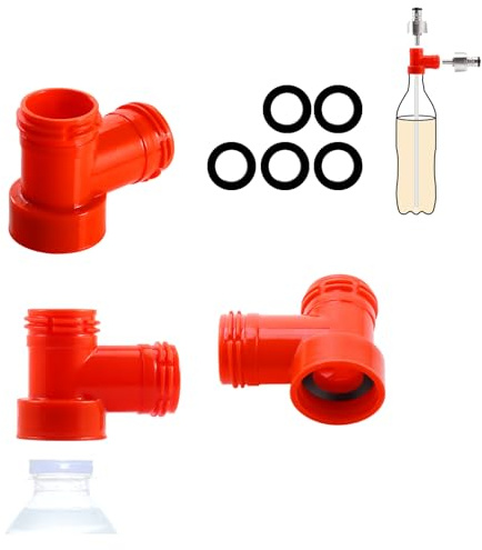 MRbrew 3 PCS Plastic Carbonation Cap Tee Adapter, Connect Gas Ball Lock and Beer Disconnect Simultaneously, Oxygen Free Brewing Soda PET Bottles Counter Pressure Bottle Filling Cap Handy 3-Way Adapter