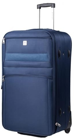 BEMON Grande Valise Souple en Toile 85cm 2 Roues Bleu