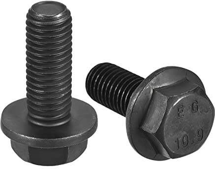 sourcing map Metric M14x35mm Hex Flange Bolts, 2pcs 10.9 Grade Carbon Steel Hexagon Head Screws