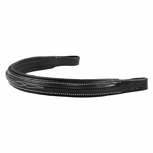ExionPro ausgefallen genähtes, quadratisches, erhabenes, gepolstertes, gerades Leder-Stirnband | Stirnbänder für Pferdezaumzeug | Reitstirnband | Größe – Full, Cob, Over, Pony | Farbe - Braun, Schwarz