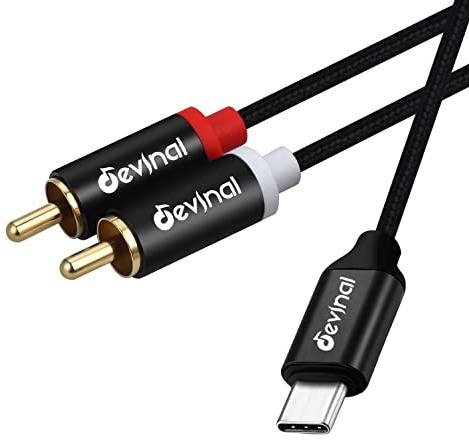 Devinal USB C to RCA Audio Cable, Type C to Dual RCA/Phono TRS Stereo Cord Adapter Y Splitter for Smartphone, Tablet, Laptop Link Amplifier, Mixing Console Mixer, Speaker, 6.6 Feet