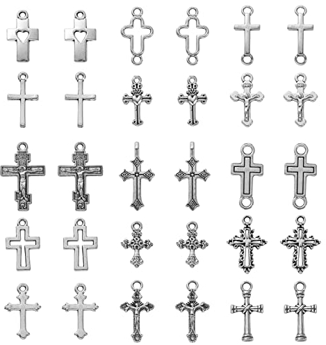 Airssory Rosenkranz-Charms, Religion, Jesus, Kruzifix, Kreuz, Charms für Schmuckherstellung, Basteln, DIY, Halskette, Armband, Ohrringe, 150 Stück