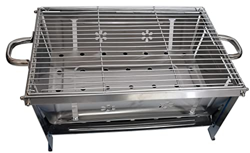 Barbacoa portátil de acero inoxidable para camping, mesa plegable de carbón para barbacoa, parrilla reutilizable al aire libre