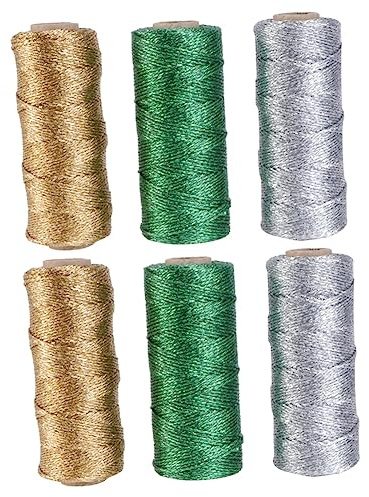 EXCEART 6pcs Delicate DIY Ribbon Strings Decorative Cotton Thread Rope for Christmas Wrapping Cord Xmas Wrapping Twine String for Random Color