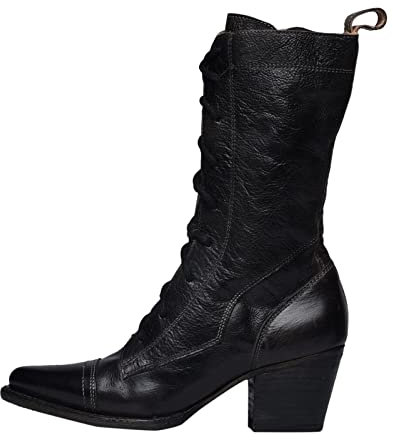 Briskorry Bottines victoriennes pour femme - En cuir synthétique - Style vintage - Style médiéval - Style rétro - Pour mariage et fête de la bière, Noir , 39 EU