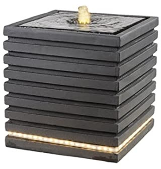 LQSSA Fontana da Giardino per Interni ed Esterni Fontana da Esterno Fontana da Esterno Quadrata Effetto Pietra con Luce a LED Morden per terrazza, Patio, Portico, Arredamento da Giardino Decoration