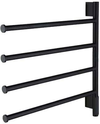 Scaldasalviette Termoarredo, Ruotabile 180° Portasciugamani Elettrici a Parete con Timer, Scaldasalviette Elettrico Bagno con Termostato/LCD Controllo Touc,Nero